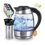 Tresko bouilloire électrique en cristal 1. 8 l avec infuseur à thé et filtre à eau illumination led certificat ... Tresko bouilloire électrique en cristal 1. 8 l avec infuseur à thé et filtre à eau illumination led certificat ...