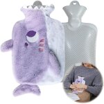 Bouillote chauffant peluche, bouillotte avec housse douce, bouteille eau chaude avec housse, chaud sac ...