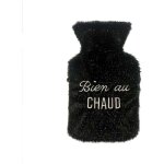Bouillotte en fourrure noire paillet�e - bien au chaud