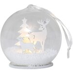 Boule  neige lumineuse star trading  fauna , avec renne en bois blanc, fonctionne  piles, blanc chaud, ...
