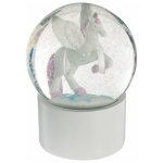 Atmosphera - boule � neige en verre licorne 13cm blanc