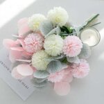 Bouquet artificiel fleurs artificielles vintage chrysanth�me floral eucalyptus en soie pour bouquet de ...
