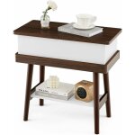 Bout de canap� � plateau rabattable avec compartiment de rangement et �tag�re, table d'appoint compacte ...
