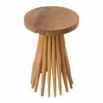 Meubletmoi - bout de canap� avec plateau rond et pi�tement en bois de teck - tamy