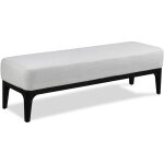 Parumm - bout de lit banquette delft prumm banc rembourr en tissu gris perle 153x46x46 cm