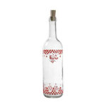 Bouteille verre damier rouge 75cl c�t� table