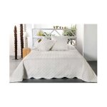 Boutis contemporain blanc cass - 230x250cm - ecru