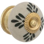 Boutons de meuble x2 dayana en c�ramique & laiton d3, 8cm blanc atmosphera cr�ateur d'int�rieur