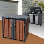 Ml - design - box pour 2 poubelles, 240l, 132x80x116, 3 cm, en acier / acier corten, anthracite / aspect ...