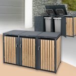 Ml - design box pour 3 poubelles, 240l, 200x80x116, 3 cm, en acier, anthracite / aspect mlze, rsistant ...
