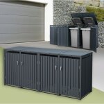 Ml - design box pour 4 poubelles, 240l, 264x80x116, 3 cm, en acier, anthracite, r�sistant aux intemp�ries, ...