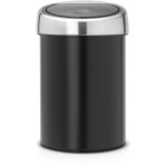 Brabantia - touch bin 364440 - poubelle de, 3 l, seau int�rieur amovible en plastique de, noir mat