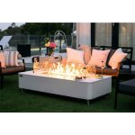 Brasero athens feu de table � gaz pour ext�rieur, mobilier de jardin en b�ton gfrc, plateau de table ...