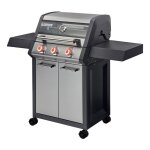 Brasero - barbecue monroe pro 3 feux - 3 brleurs dont 1 tubo zone - 2 tablettes - couvercle avec fentre ...