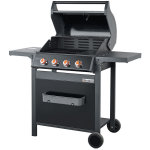 Brasero - barbecue spring ii 4 feux - surface de cuisson mixte - 1 / 4 plaque fonte - 3 / 4 grille fonte ...