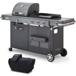 Brasero by favex - barbecue plancha bi - energy xl gaz & charbon ? plancha fonte 60 x 42 cm ? grille ...