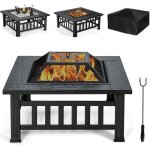Brasero extérieur en fer 3 en 1 avec couvercle, brasier avec 6 trous de ventilation, poker et filet de ... Brasero extérieur en fer 3 en 1 avec couvercle, brasier avec 6 trous de ventilation, poker et filet de ...
