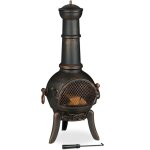 Relaxdays - brasero extrieur, pare - tincelles, tisonnier, grille, clapet d'aration, jardin, fonte, ...
