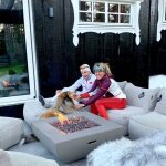 Modeno - brasero � gaz westport pour ext�rieur, brasero en b�ton gfrc, salon de jardin avec surface mate ...