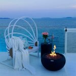 Modeno - brasero � gaz york pour ext�rieur, table � feu en b�ton gfrc, salon de jardin avec surface mate ...