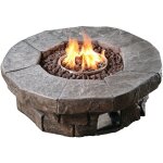 Teamson home - brasro de jardin  gaz chauffage extrieur effet pierre 94 cm housse de protection roches ...