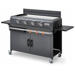 Brasero - plancha lola  gaz sur chariot quip gun metal - 4 brleurs  gaz - jusqu' 14 convives - ...