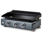 Brasero - plancha silvia ii g 3 feux gris m�tallis� brasero - 3 br�leurs - plaque acier �maill�e de 67 ...