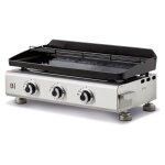 Plancha silvia iig inox 3 feux surface cuisson 67 x 34 cm - 3 brleurs - plaque fonte maille fabrique ...