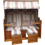 Corbeille de plage mer baltique xxl 3 personnes 160 cm de large en osier raill rouge et beige inclinaison ...