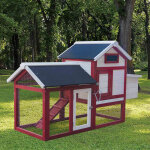 Brast - poulailler 2 poules (petit) bois avec pondoir et enclos 152 x 62 x 92 cm premium, 2 portes verrouillab ...