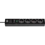 Multiprise de courant avec parasurtenseur hugo 2m de câble h05vv - f 3g1, 5 4 prises - noir Multiprise de courant avec parasurtenseur hugo 2m de câble h05vv - f 3g1, 5 4 prises - noir