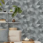 Bricoflor - papier peint design trompe l'oeil gris | tapisserie graphique unie grise claire | papier ...