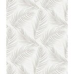 Bricoflor - papier peint feuille gris & beige cr�me clair tapisserie motif feuille beige cr�me salle ...