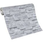 Bricoflor - papier peint imitation pierre grise salon | tapisserie pierre grise salle � manger | papier ...