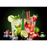 Tableau cuisine cocktail color� | tableau verres color�s avec fruits & gla�ons | tableau sur toile moderne ...