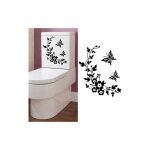 Memkey - bricolage papillon fleur salle de bains dcoration de la maison stickers muraux dcoratif toilette ...