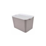 Bricoline - boite de rangement avec couvercle - blanc / taupe - 26l - l 40 x l 27 x h. 24, 5 cm - livraison ...