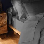 Bricoline - promo linge - drap plat lina - 100% coton - certifi oeko - tex r - gris - 300x240 cm