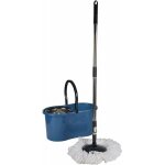 Set de m�nage avec mop + seau + bac essoreur en m�tal + manche � balai - 12, 5l - bleu et gris - livraison ...