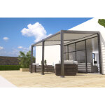 Couleurs du monde - brisbane - pergola 5 pieds adossee autoportante toit inclin 3x4m en aluminium