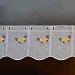 Brise bise brod� de papillons blanc 30x75 cm