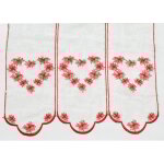 Brise bise aux c?urs brod�s rouge 60x120 cm