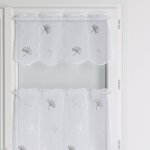 Brise bise en voile fantaisie brod� gris clair 30x90 cm