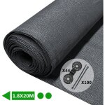 Brise vue occultant en hdpe 150g / m� 1. 8x20m avec attaches de fixation anthracite