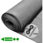 Brise vue occultant en hdpe 150g / m� 1x20m avec attaches de fixation gris