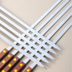 Brochettes de barbecue en acier inoxydable 304, manche en bois, brochettes plates de 50 cm, lot de 8