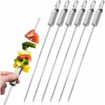 Brochette inox kebab grill, pic brochette metal avec tige de poussée en métal ensemble de 6 pièces, kebab ... Brochette inox kebab grill, pic brochette metal avec tige de poussée en métal ensemble de 6 pièces, kebab ...