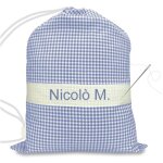 Brod et personnalis jardin d'enfants sac taille grand maxi cm. 45x60  carreaux bleu clair
