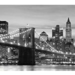 Ag art - brooklyn bridge new york rideau imprims pont de brooklyn illumin 180x160 cm, 2 pices