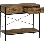 Brooklyn table console avec 2 tiroirs meuble d?entre salon avec tagre pieds en fer h 74 x l 80 x p ...